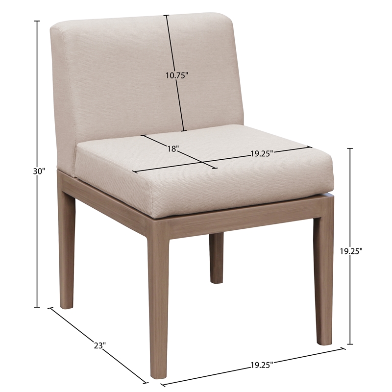Meridian Furniture Solace Beige Performance Fabric Patio Dining Side Chair