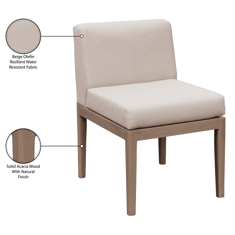 Meridian Furniture Solace Beige Performance Fabric Patio Dining Side Chair