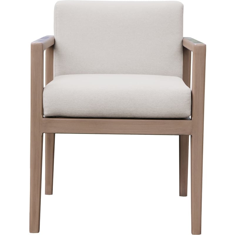 Meridian Furniture Solace Cream Performance Fabric Patio Dining Arm Chair