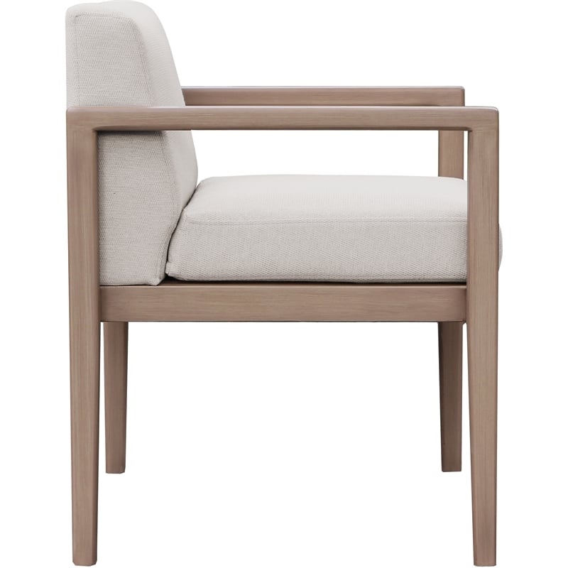 Meridian Furniture Solace Cream Performance Fabric Patio Dining Arm Chair