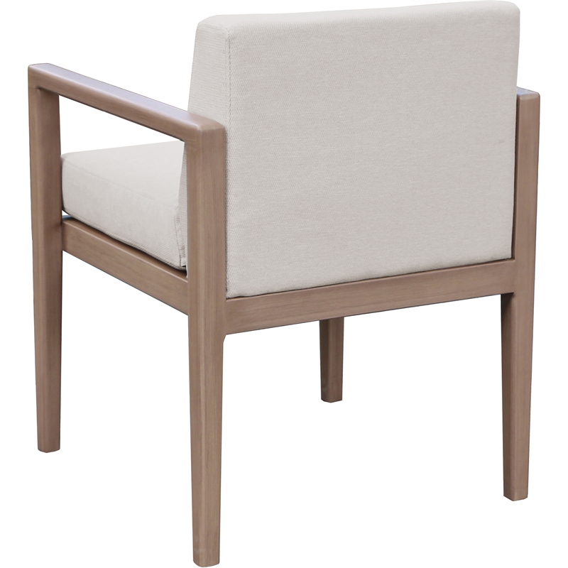 Meridian Furniture Solace Cream Performance Fabric Patio Dining Arm Chair