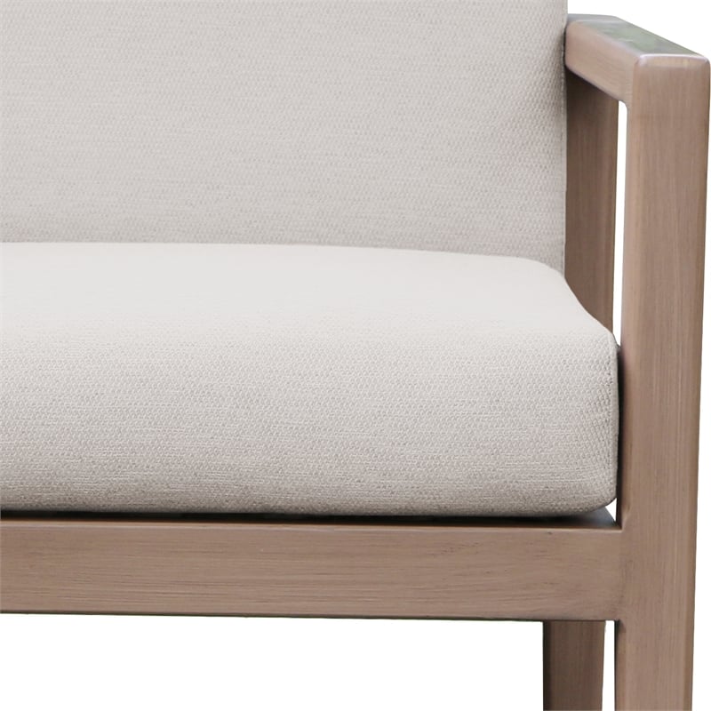 Meridian Furniture Solace Cream Performance Fabric Patio Dining Arm Chair