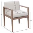 Meridian Furniture Solace Cream Performance Fabric Patio Dining Arm Chair