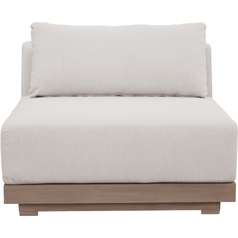 Meridian Furniture Solace Cream Performance Fabric Patio Modular Armless Chair