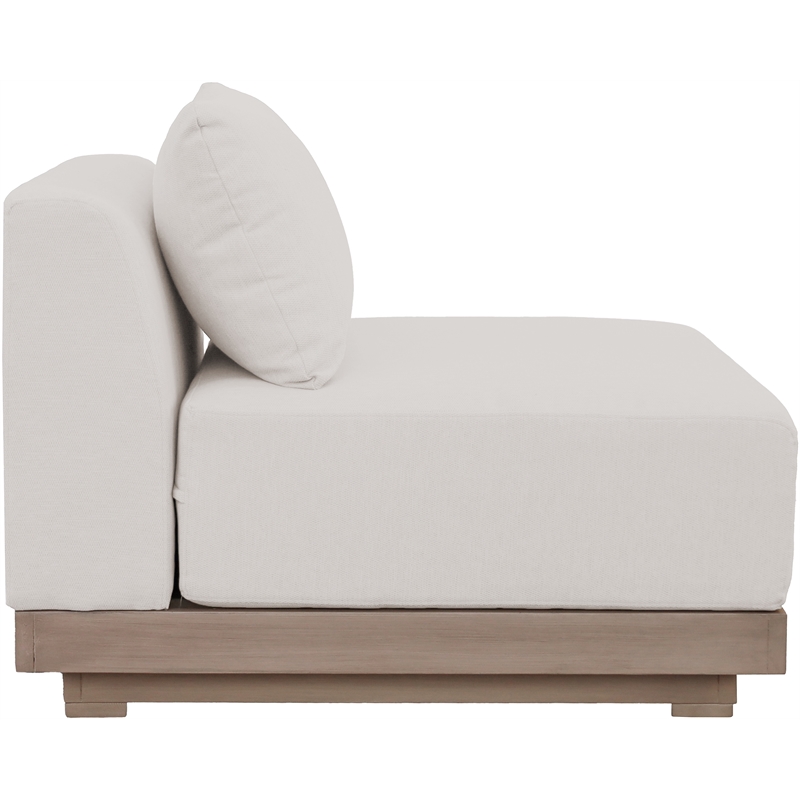 Meridian Furniture Solace Cream Performance Fabric Patio Modular Armless Chair