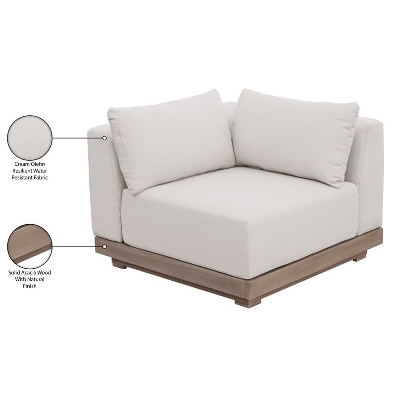 Meridian Furniture Solace Cream Performance Fabric Patio Modular Corner Chair