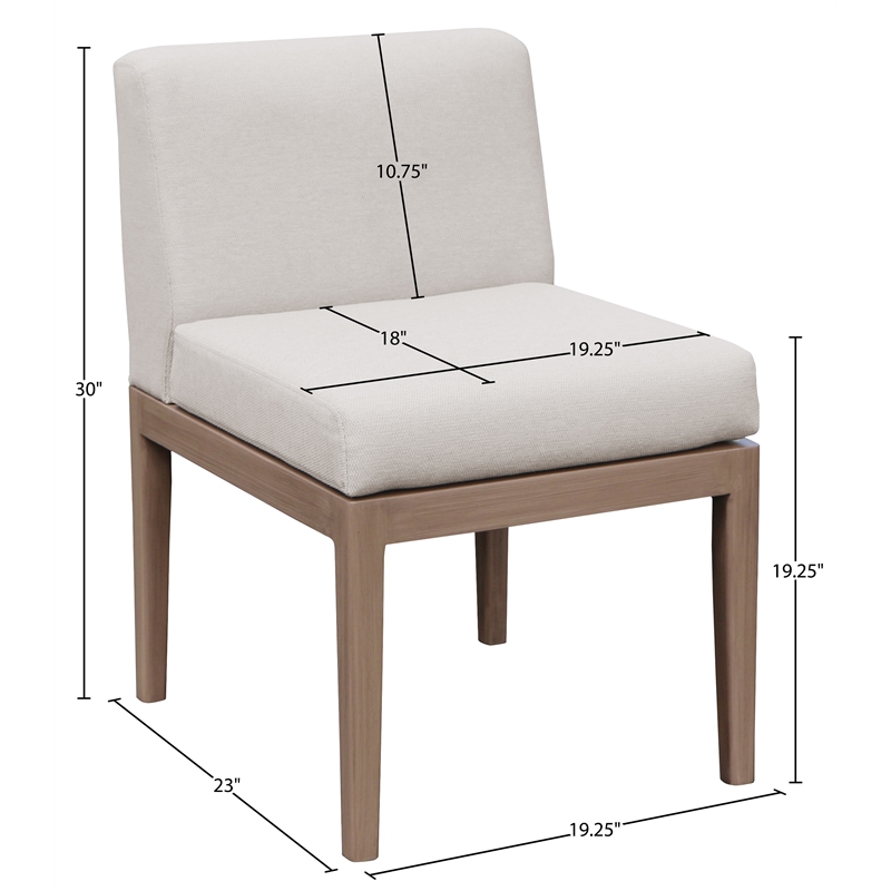 Meridian Furniture Solace Cream Performance Fabric Patio Dining Side Chair