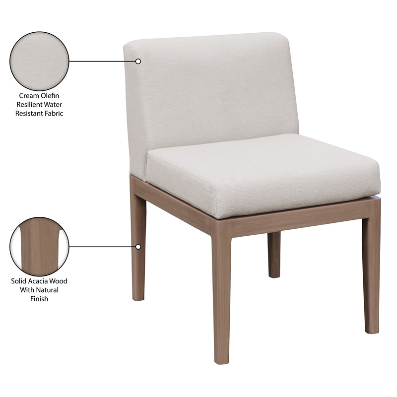 Meridian Furniture Solace Cream Performance Fabric Patio Dining Side Chair