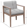 Meridian Furniture Solace Grey Performance Fabric Patio Dining Arm Chair
