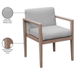 Meridian Furniture Solace Grey Performance Fabric Patio Dining Arm Chair