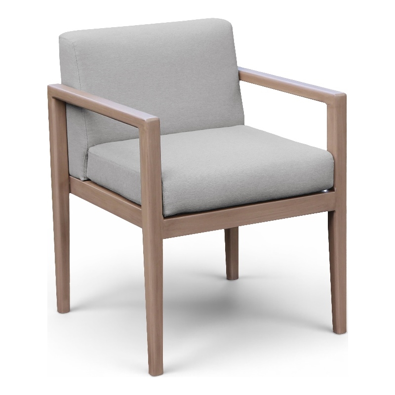 Meridian Furniture Solace Grey Performance Fabric Patio Dining Arm Chair