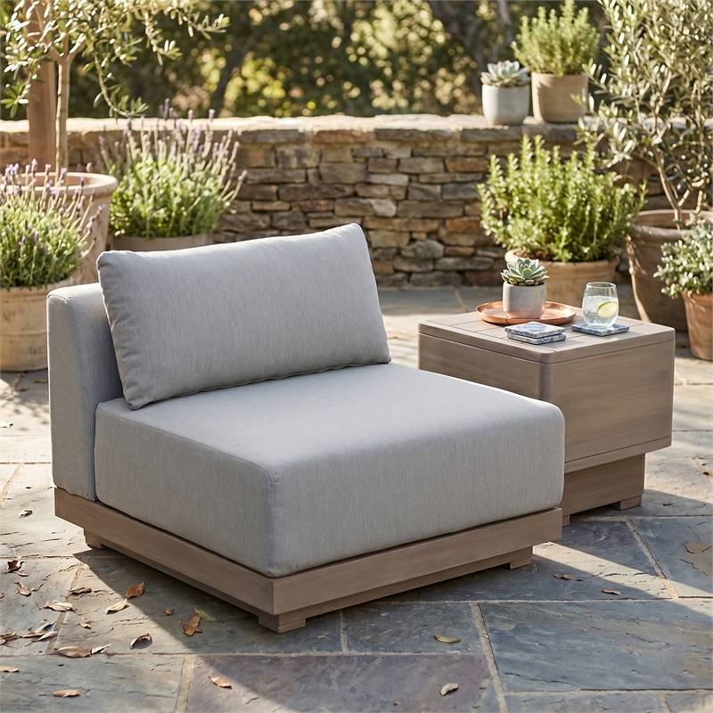 Meridian Furniture Solace Grey Performance Fabric Patio Modular Armless Chair