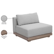 Meridian Furniture Solace Grey Performance Fabric Patio Modular Armless Chair