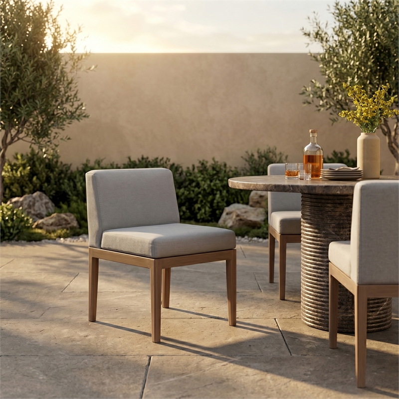 Meridian Furniture Solace Grey Performance Fabric Patio Dining Side Chair