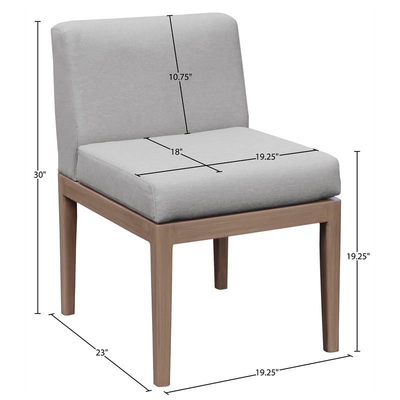 Meridian Furniture Solace Grey Performance Fabric Patio Dining Side Chair