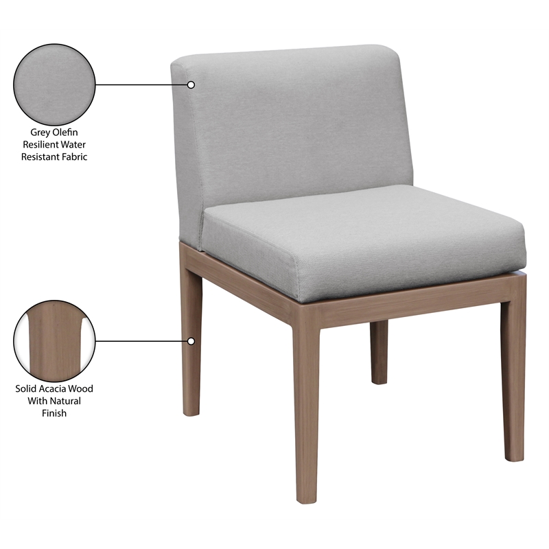 Meridian Furniture Solace Grey Performance Fabric Patio Dining Side Chair