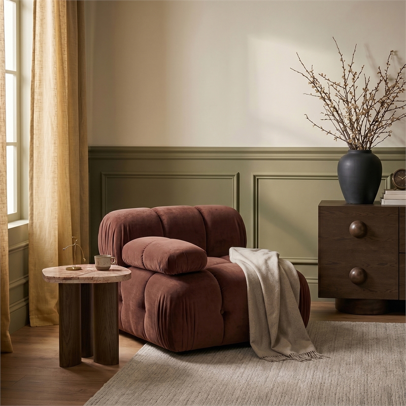 Meridian Furniture Orin Rose Velvet Performance Fabric Modular Chair