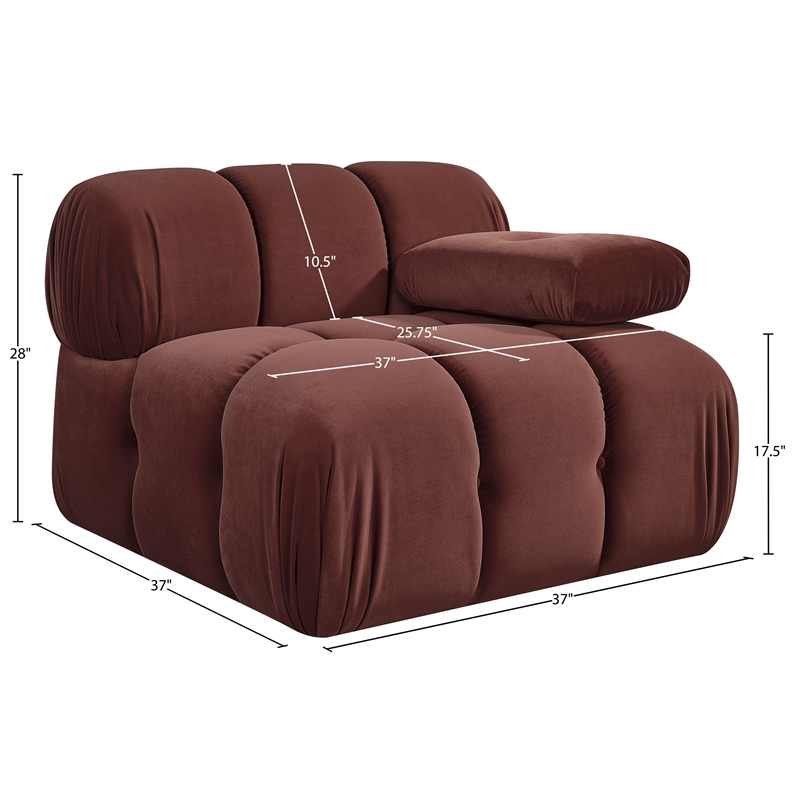 Meridian Furniture Orin Rose Velvet Performance Fabric Modular Chair