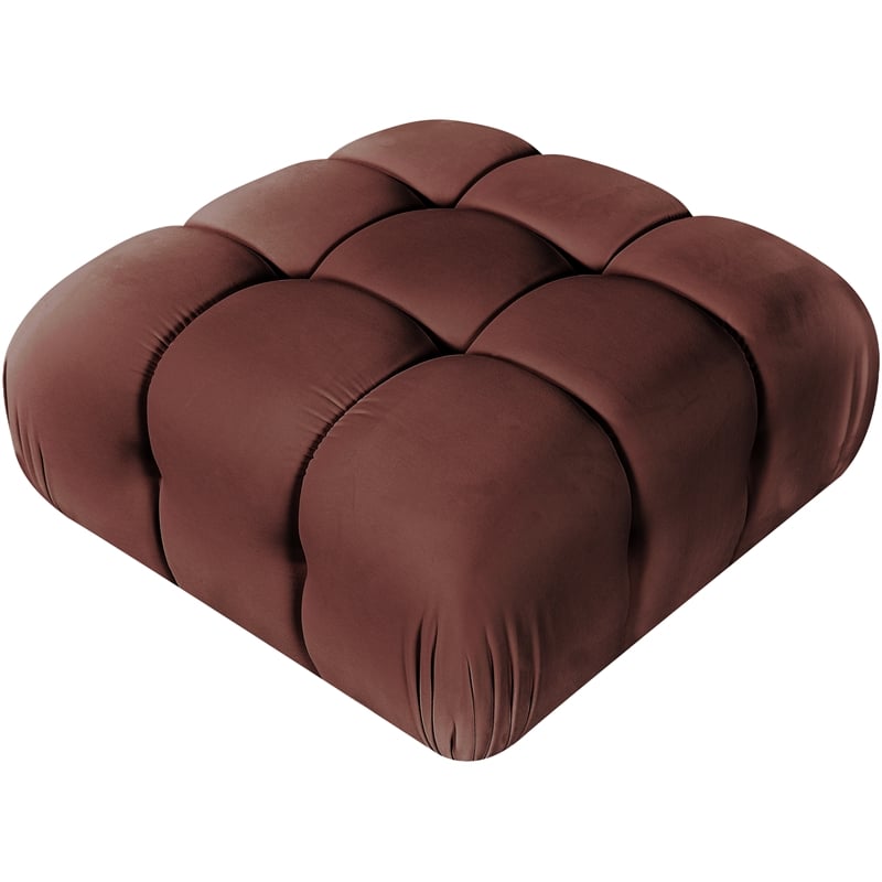 Meridian Furniture Orin Rose Velvet Performance Fabric Modular Ottoman