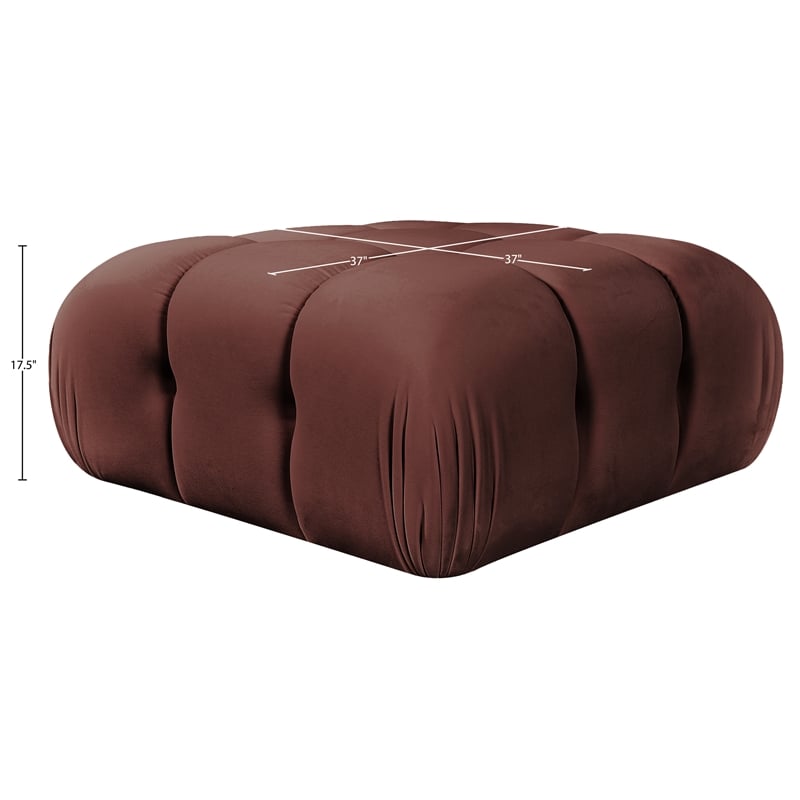 Meridian Furniture Orin Rose Velvet Performance Fabric Modular Ottoman