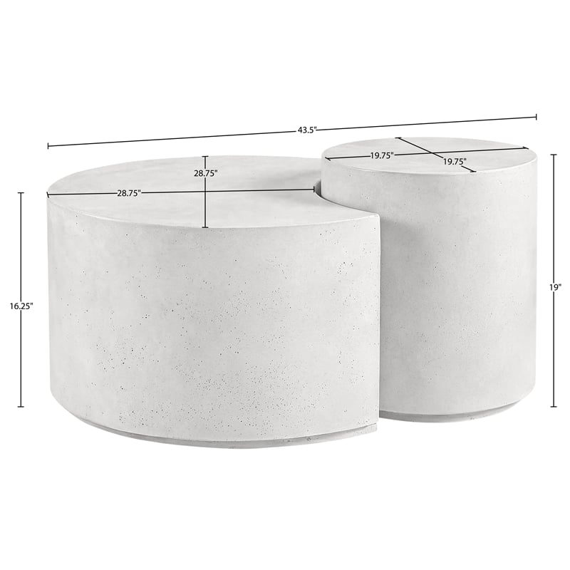Meridian Furniture Imperia White Concrete Indoor/Outdoor Coffee Table