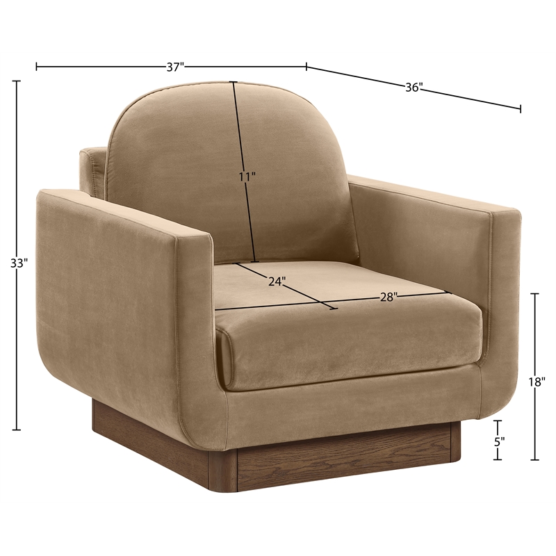 Meridian Furniture Diviento Beige Velvet Performance Fabric Accent Chair