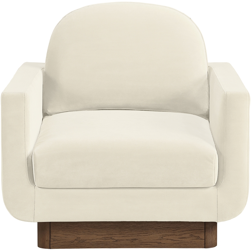 Meridian Furniture Diviento Cream Velvet Performance Fabric Accent Chair