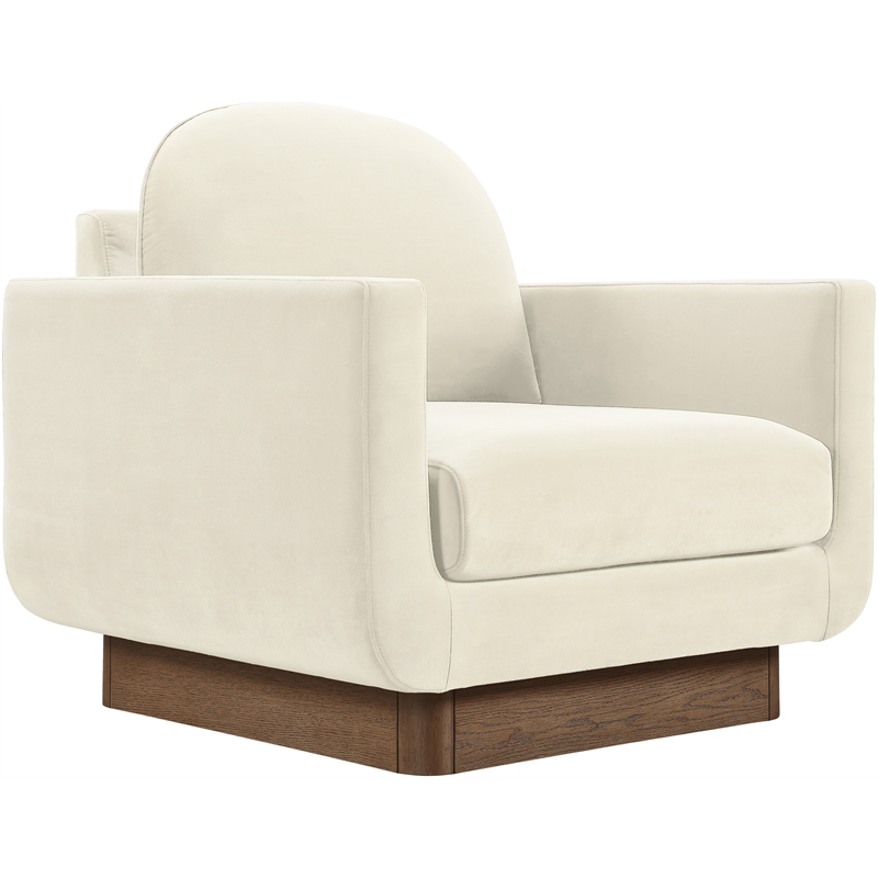 Meridian Furniture Diviento Cream Velvet Performance Fabric Accent Chair
