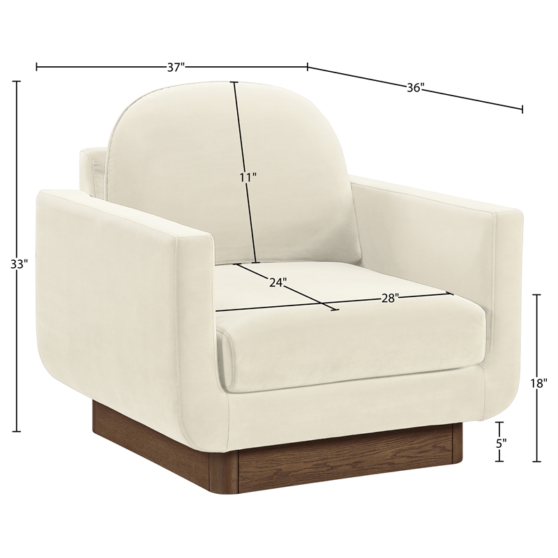 Meridian Furniture Diviento Cream Velvet Performance Fabric Accent Chair