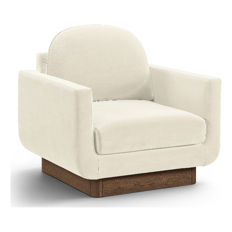 Meridian Furniture Diviento Cream Velvet Performance Fabric Accent Chair