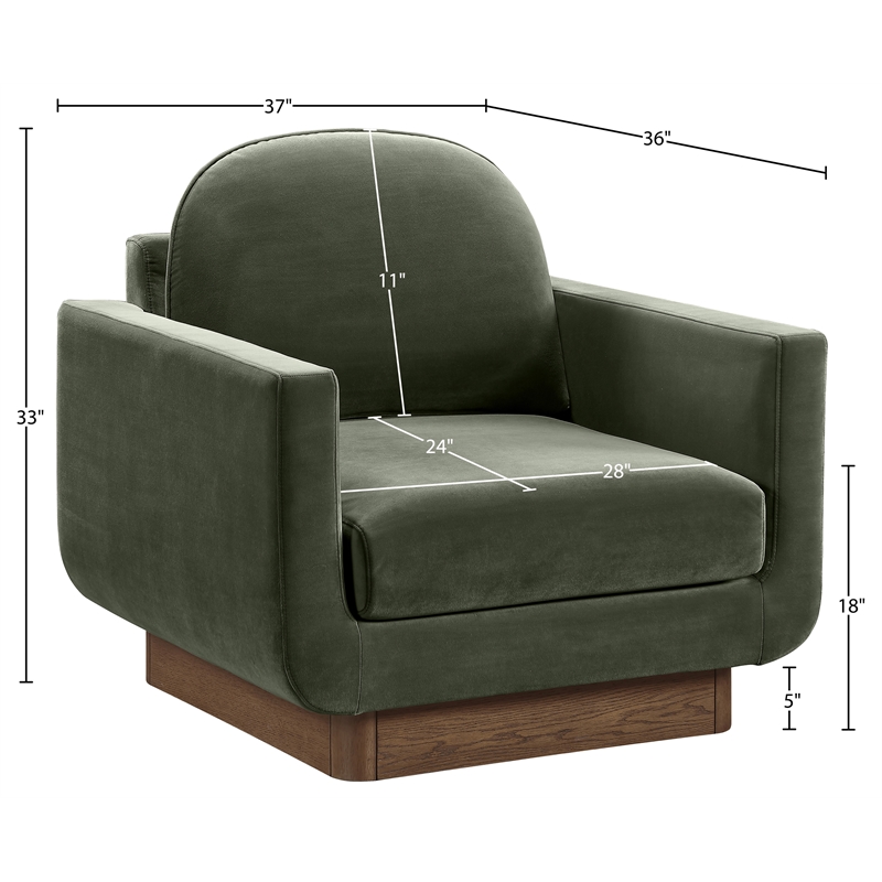 Meridian Furniture Diviento Green Velvet Performance Fabric Accent Chair