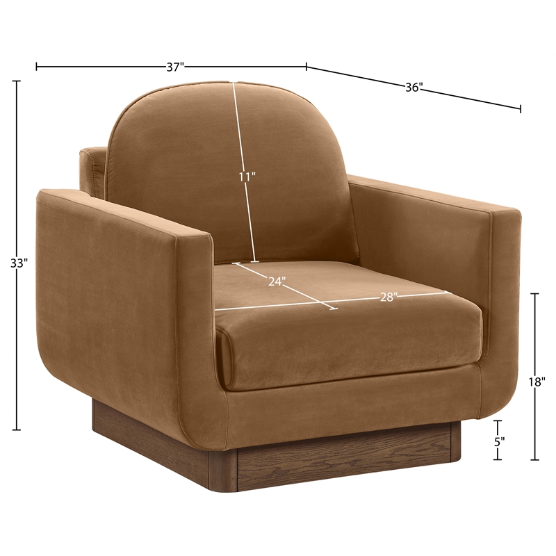Meridian Furniture Diviento Saddle Velvet Performance Fabric Accent Chair