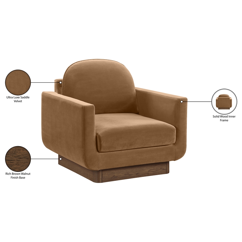 Meridian Furniture Diviento Saddle Velvet Performance Fabric Accent Chair