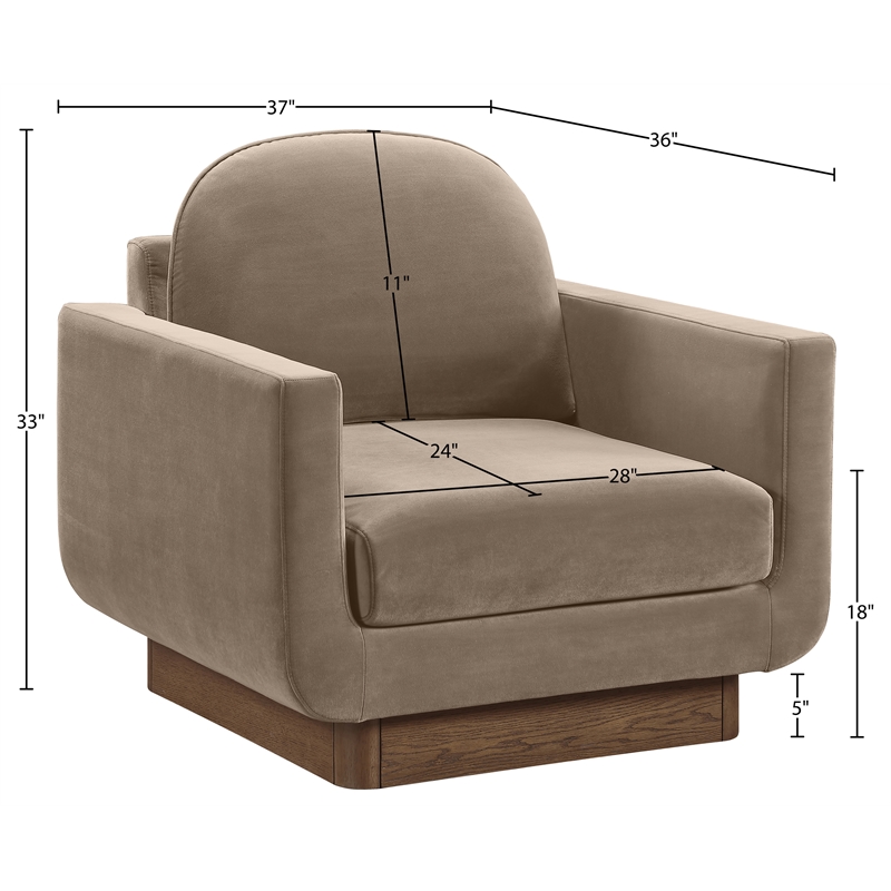 Meridian Furniture Diviento Taupe Velvet Performance Fabric Accent Chair