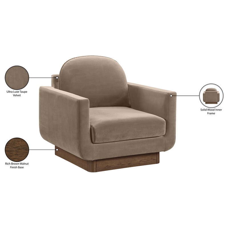 Meridian Furniture Diviento Taupe Velvet Performance Fabric Accent Chair