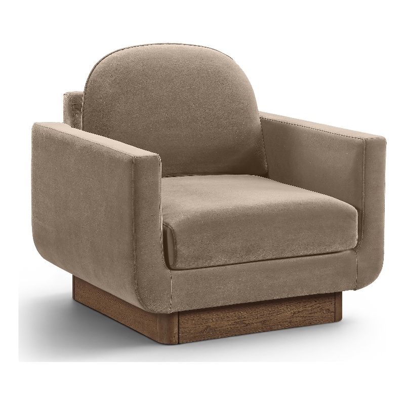 Meridian Furniture Diviento Taupe Velvet Performance Fabric Accent Chair