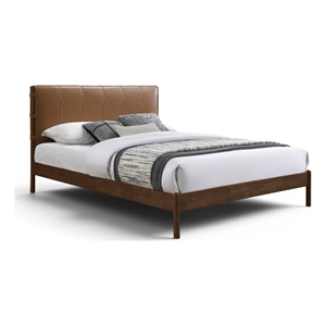 Meridian Furniture Arielle Cognac Vegan Leather Upholstered Full Bed