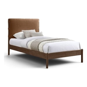 Meridian Furniture Arielle Cognac Vegan Leather Upholstered Twin Bed