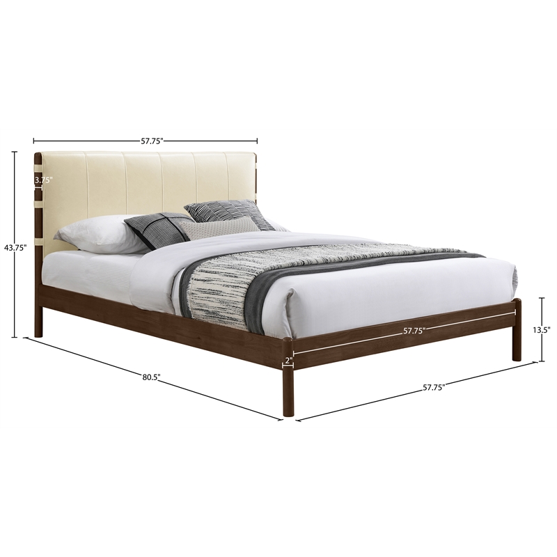 Meridian Furniture Arielle Cream Vegan Leather Upholstered Full Bed