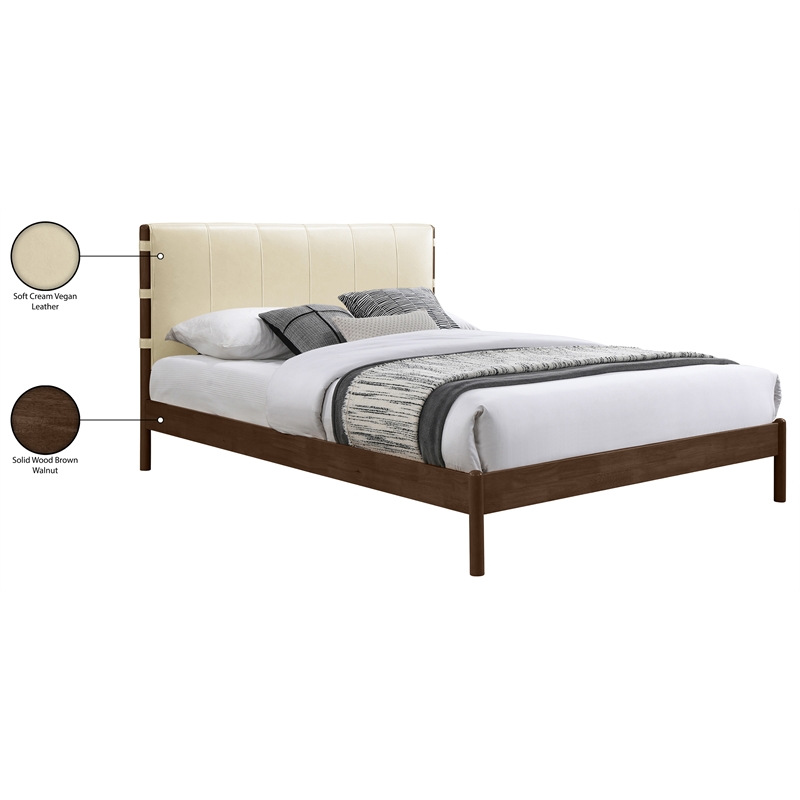 Meridian Furniture Arielle Cream Vegan Leather Upholstered Full Bed