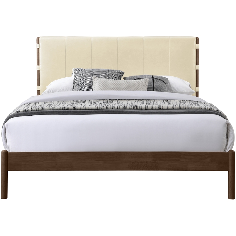 Meridian Furniture Arielle Cream Vegan Leather Upholstered Queen Bed
