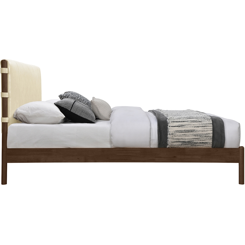 Meridian Furniture Arielle Cream Vegan Leather Upholstered Queen Bed