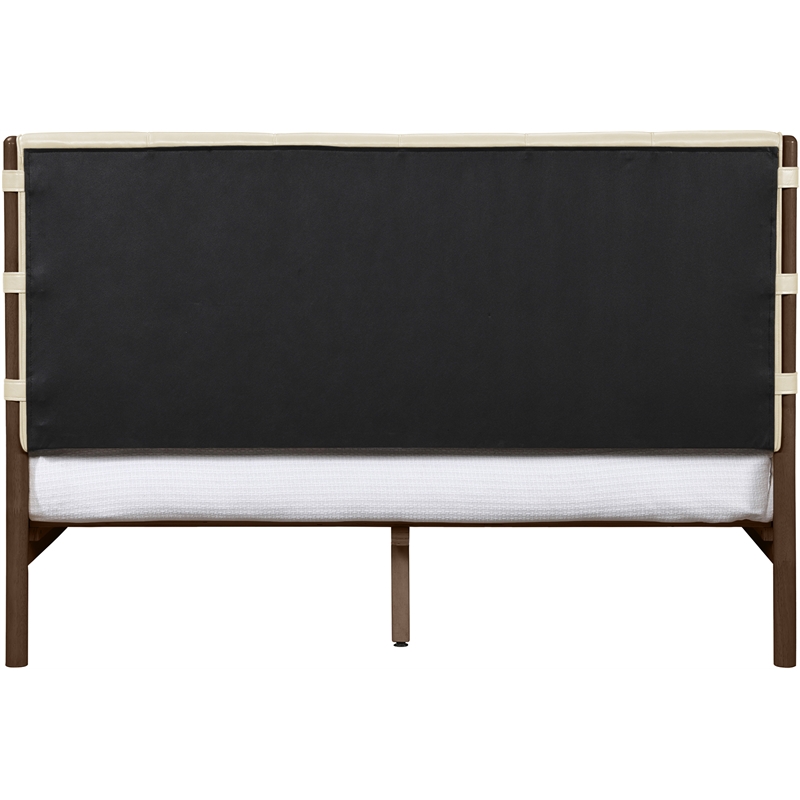 Meridian Furniture Arielle Cream Vegan Leather Upholstered Queen Bed