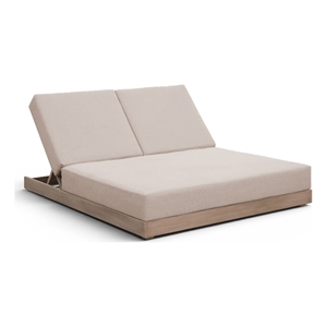 Meridian Furniture Solace Beige Performance Fabric Patio Double Lounge Chair