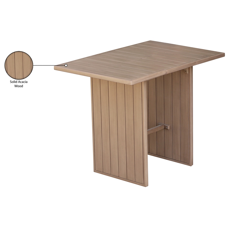 Meridian Furniture Solace Natural Acacia Wood Outdoor Patio Bar Table