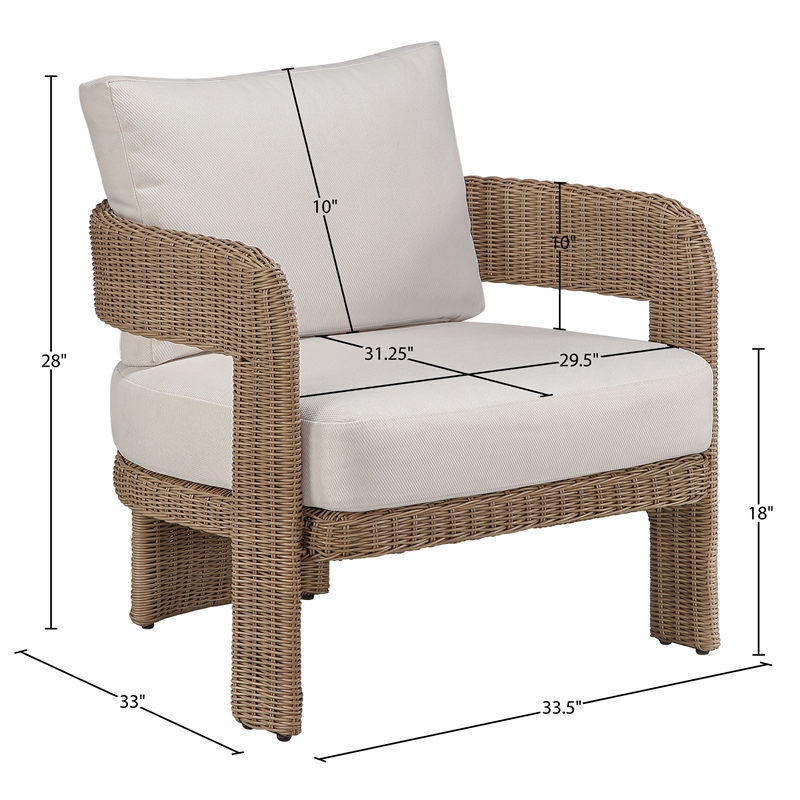 Meridian Furniture Sandbay Beige Water Resist Fabric Patio Accent Chair