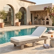Meridian Furniture Sandbay Cream Water Resist Fabric Patio Lounge Chair