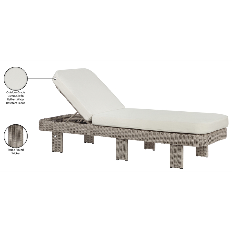 Meridian Furniture Sandbay Cream Water Resist Fabric Patio Lounge Chair