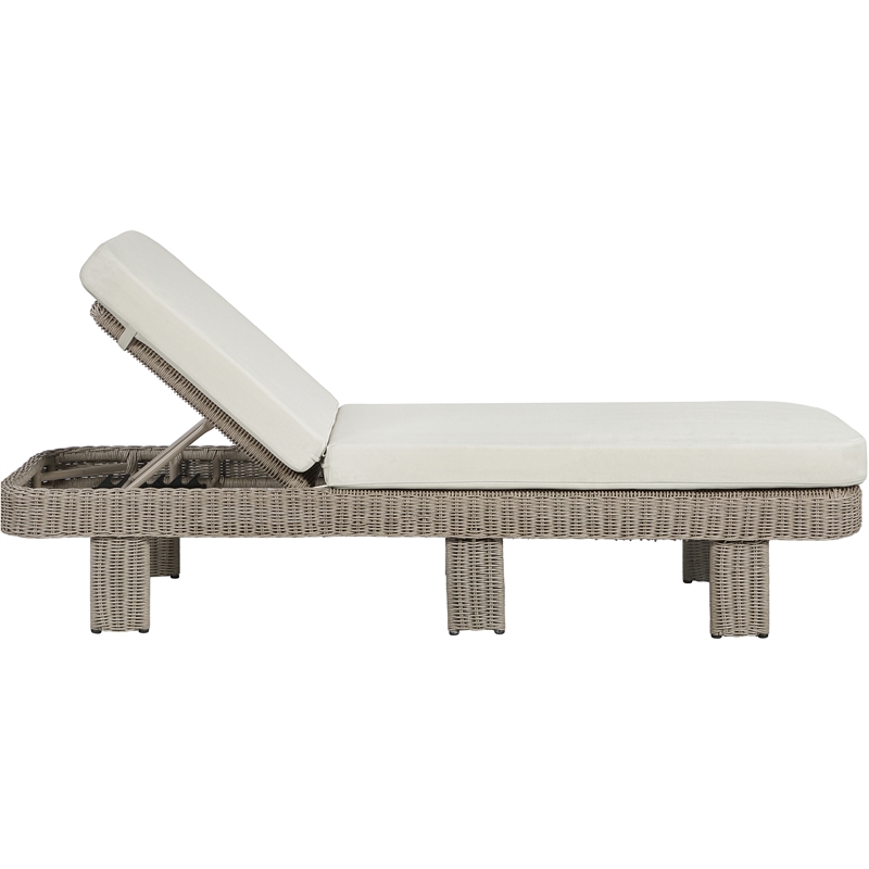 Meridian Furniture Sandbay Cream Water Resist Fabric Patio Lounge Chair