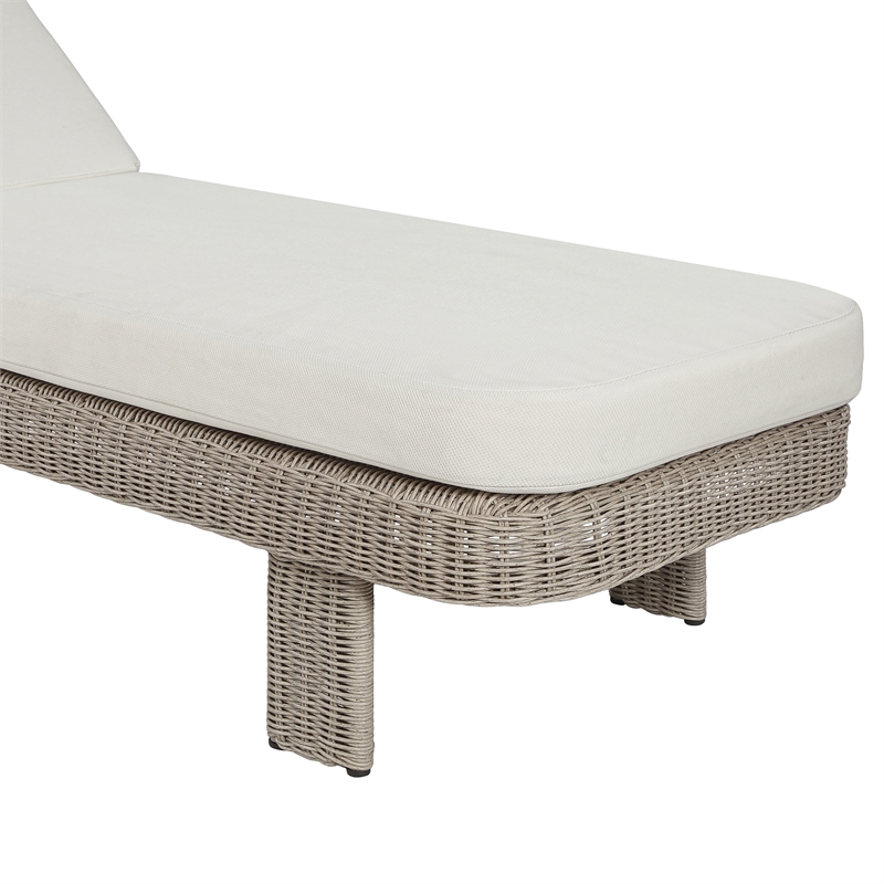 Meridian Furniture Sandbay Cream Water Resist Fabric Patio Lounge Chair